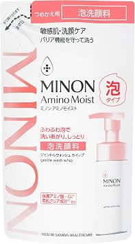 Minon Amino Moist Gentle Wash Whip Refill 4.4 fl oz 130 mL For Sensitive Skin Low Irritation Formula Foam Cleanser, Fluffy Foam Moisturizing Cleanser Exclusive