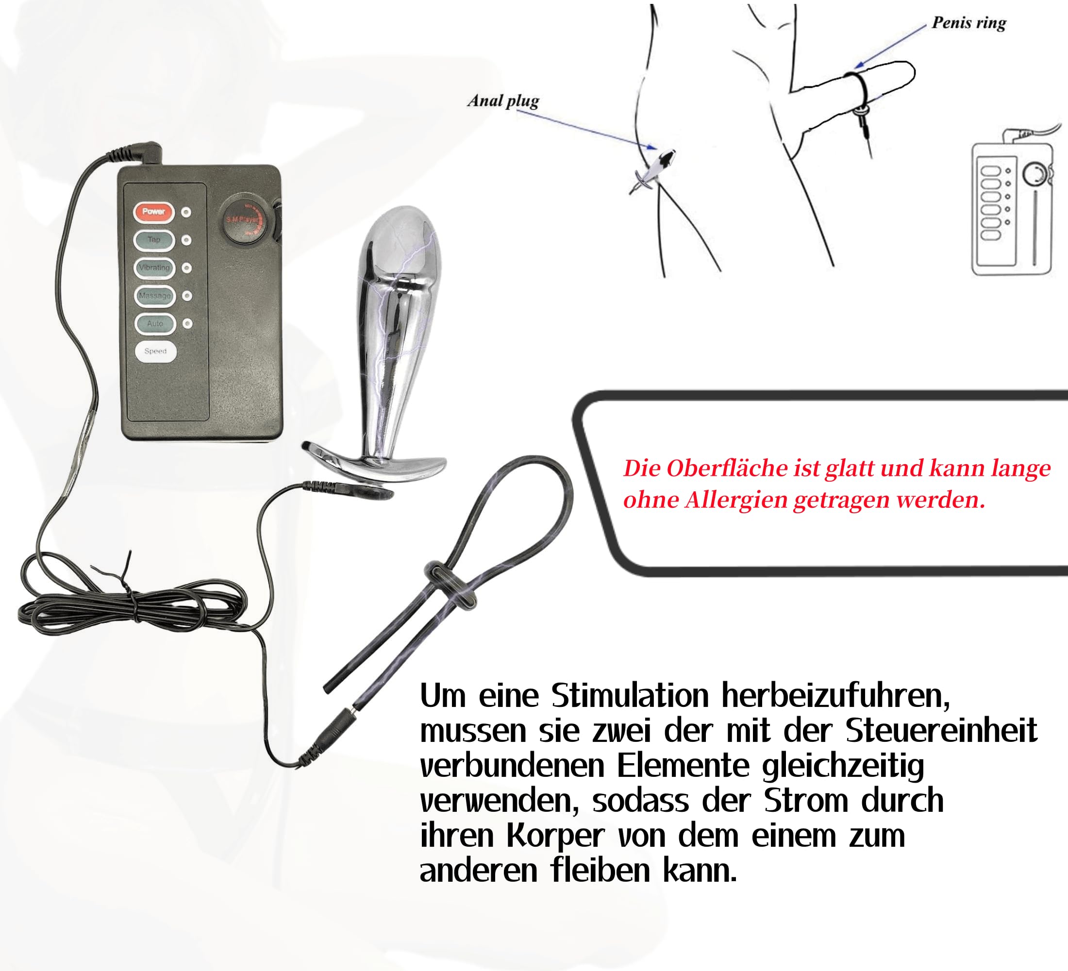 Tapón Anal Eléctrico Electroshock Anillo para el Pene y Testículo Masculino | Electroestimulación Anal Dilatador BDSMs Sex Toy Accesorios Masturbación Juguetes Sexuales para Parejas Mujeres y Hombres