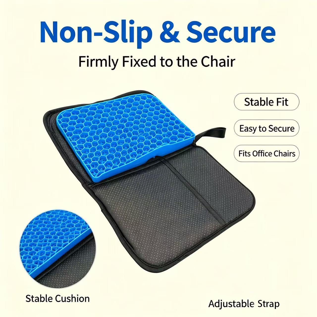 Coussin Gel pour Siège (39x27x2.7cm), Anti-Escarres Fessier Ergonomique et Confortable pour Fauteuil Roulant, Chaise de Bureau et Voiture, avec Housse