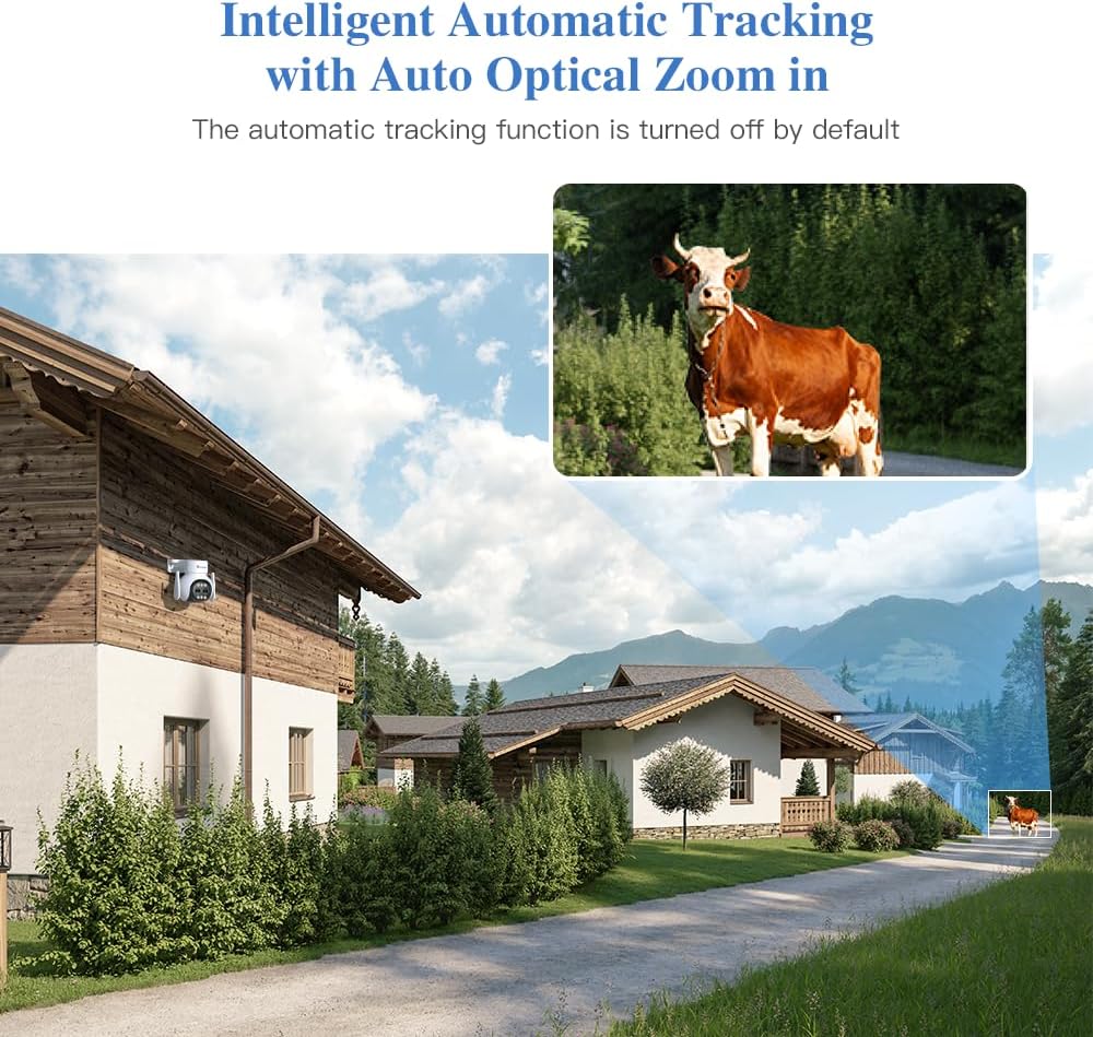Ctronics camera demonstrating intelligent automatic tracking with auto optical zoom on a cow