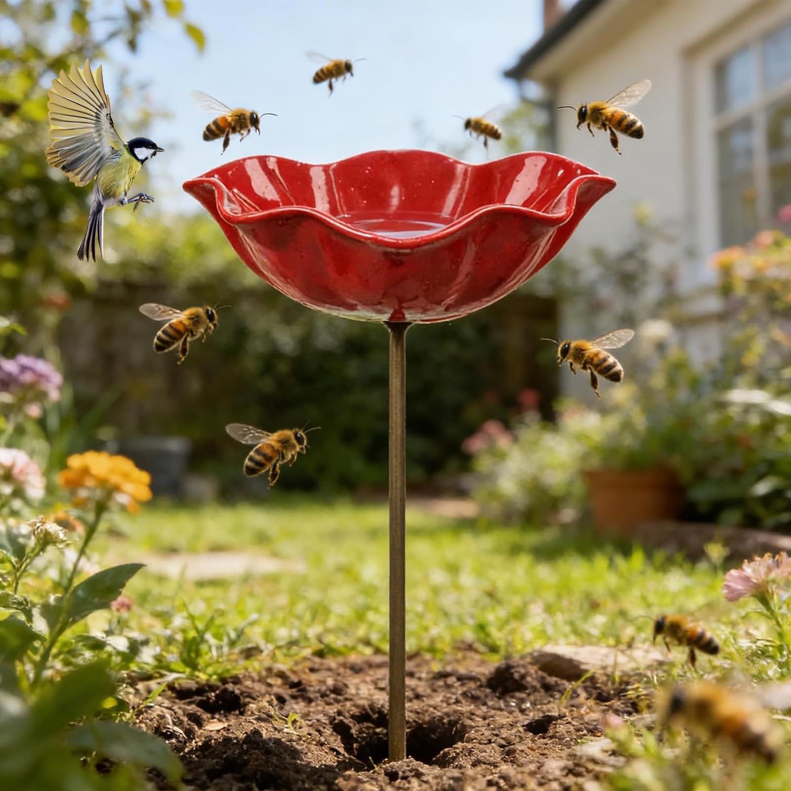 Bain D’Oiseaux,2 Pièces Abreuvoir Oiseaux,Bain pour Oiseaux,Mangeoire Oiseaux,Bassin pour Oiseaux,Deco Jardin Exterieur,pour Insectes et Papillons,Décoration Jardin Terrasse