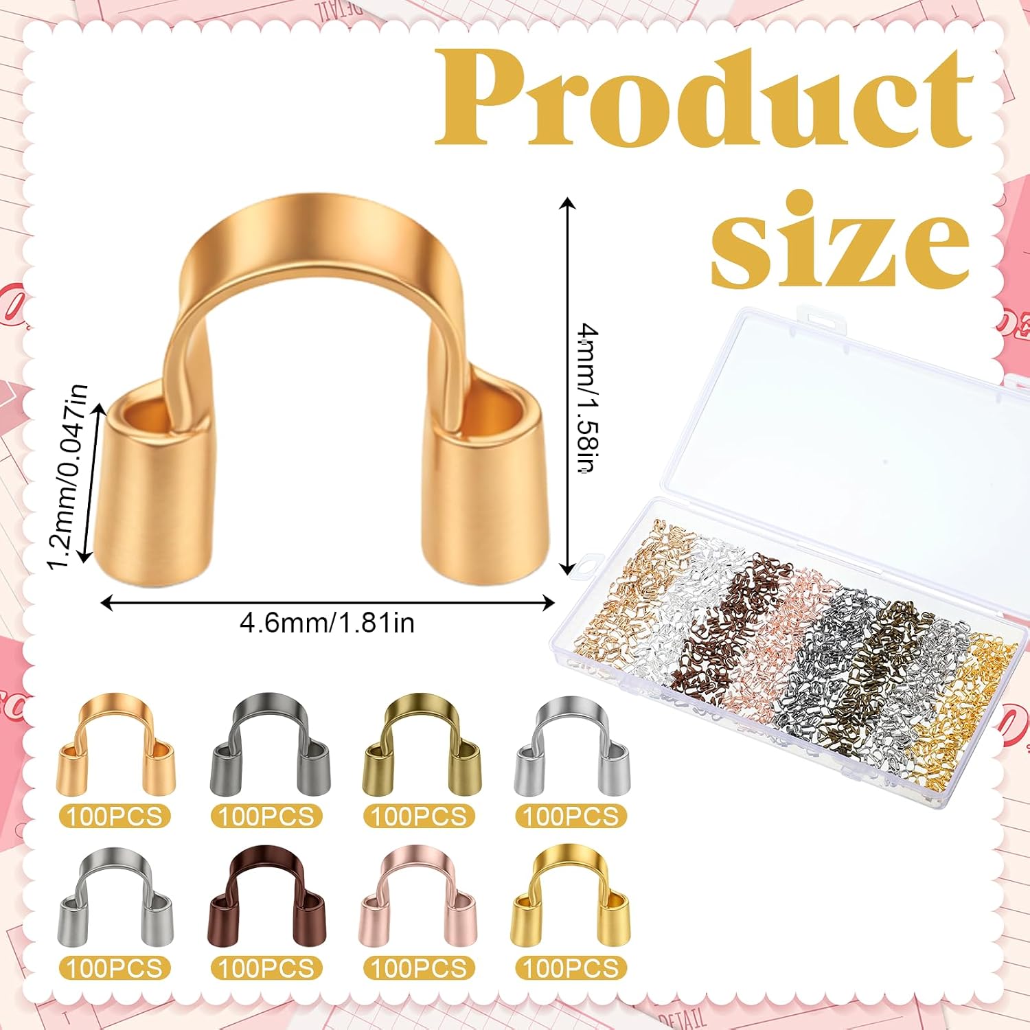 800pcs 8 Colors Brass Wire Guardian, Wire Guard Loops Thread Protector U-Shape Cable Protector for Earring Bracelet Necklace Pendant DIY Jewelry Making Supplies