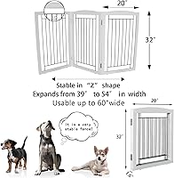 Vista 6 de ZJSF Puerta plegable independiente para perros para casa, puerta de madera extra ancha para cachorros, escaleras, puertas para perros, puerta alta