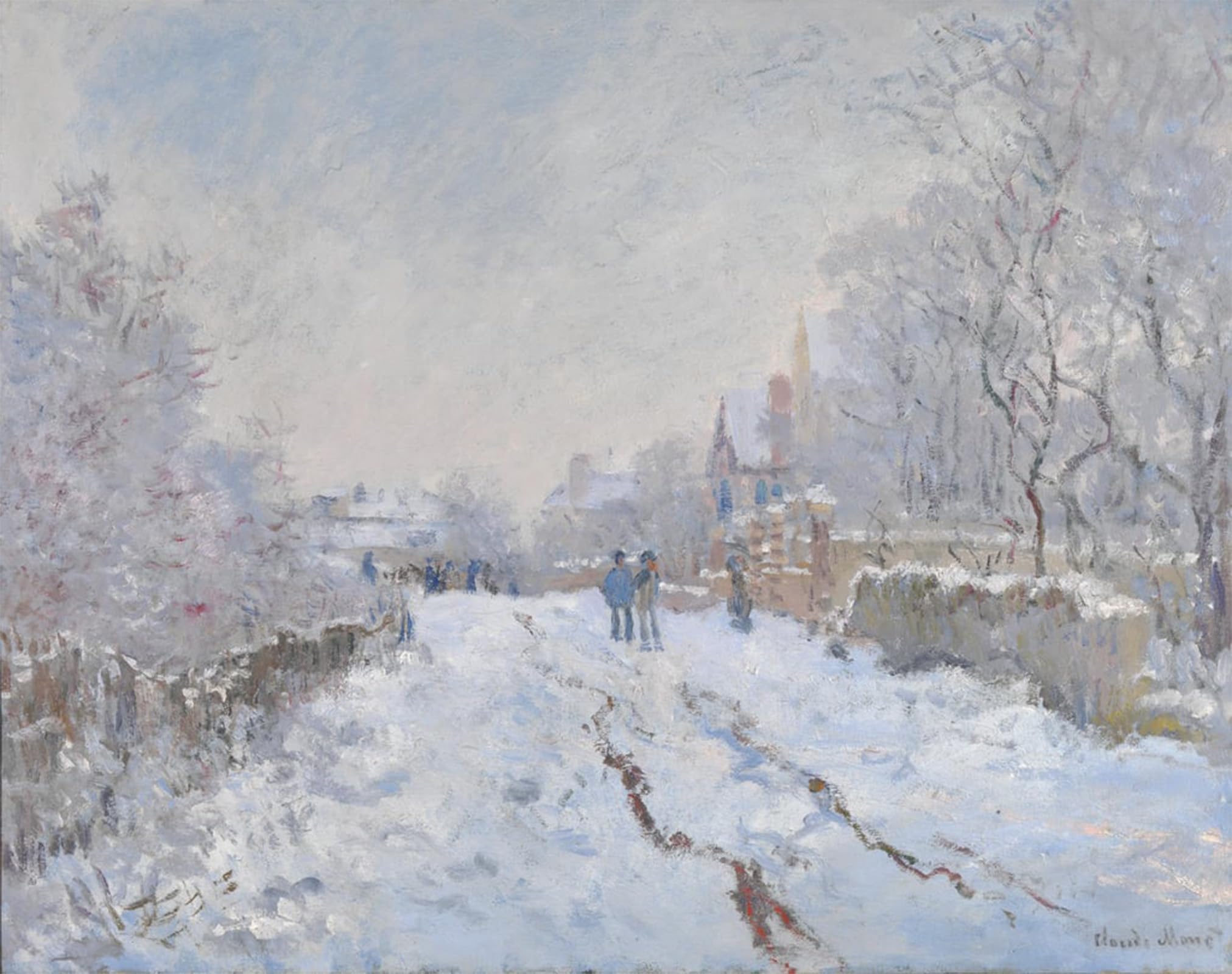 POSTERIIk Vintage Print Pop Art Landscape Artwork Snow Scene At Argenteuil by Claude Monet Art Prints for Office Home Decor 60x90cm