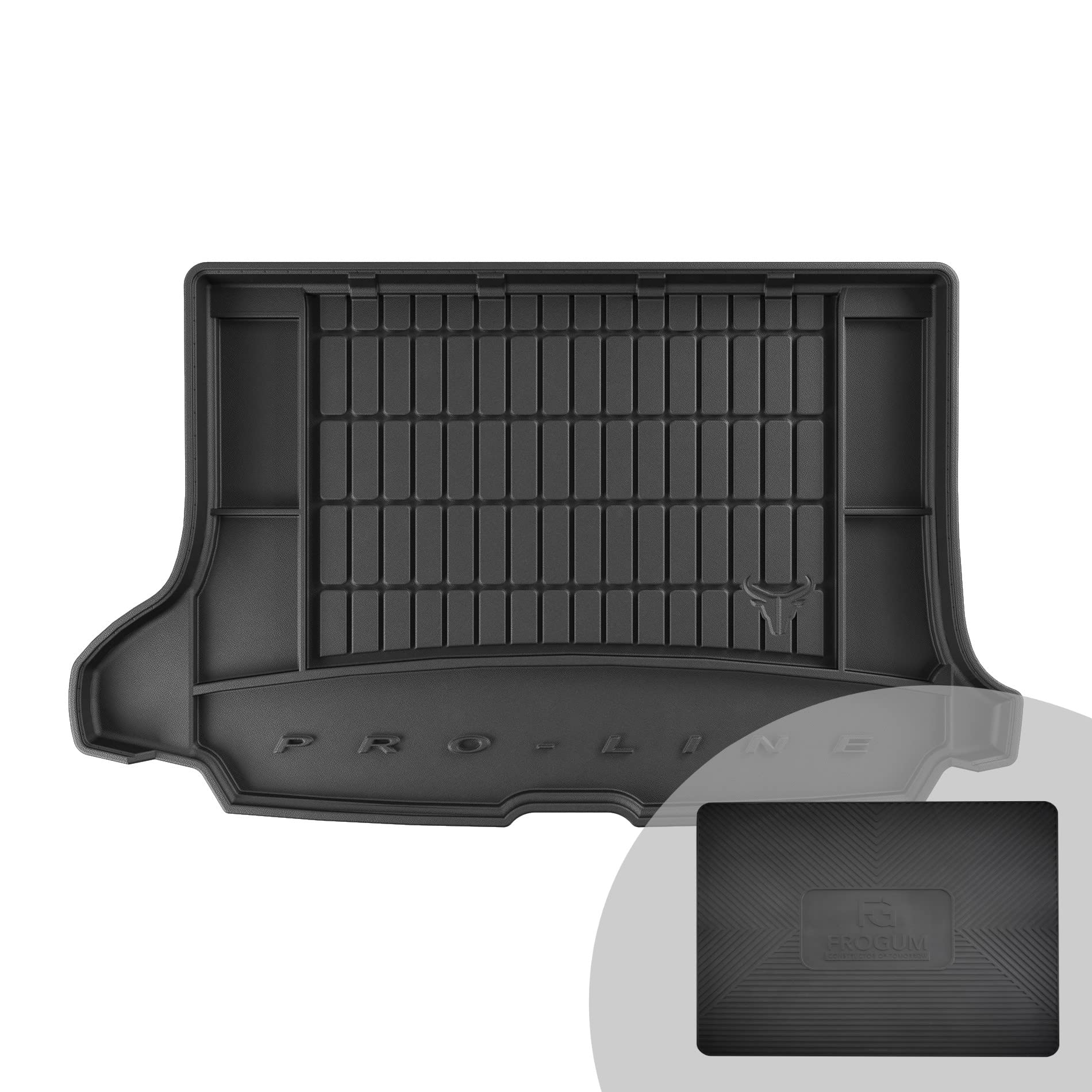 FROGUM ProLine 3D Gummimatte Exklusive Auto Kofferraummatte Kofferraumwanne für Audi Q2 ab 2016 | Bequemer Organiser | Die höchsten Kanten