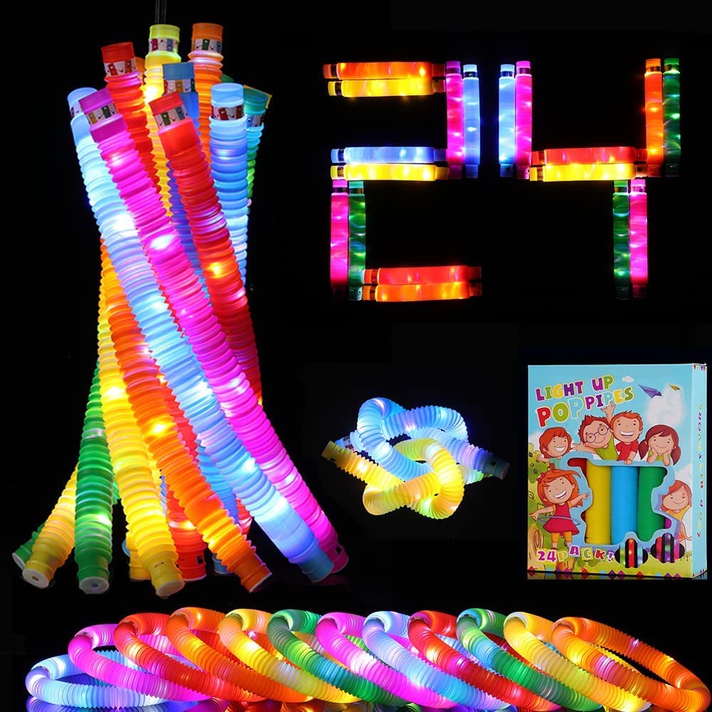 Aganta LED Light Up Pop Tubes Sensory Toys, Fine Motor Skills & Learning for Toddlers, Fidget Toys for Sensory Kids and Stocking Stuffers for Kids Learning Toys Party Pop Tubes (Pack of 24) (B0B86NXNM7) Amazon Price History, Amazon Price Tracker