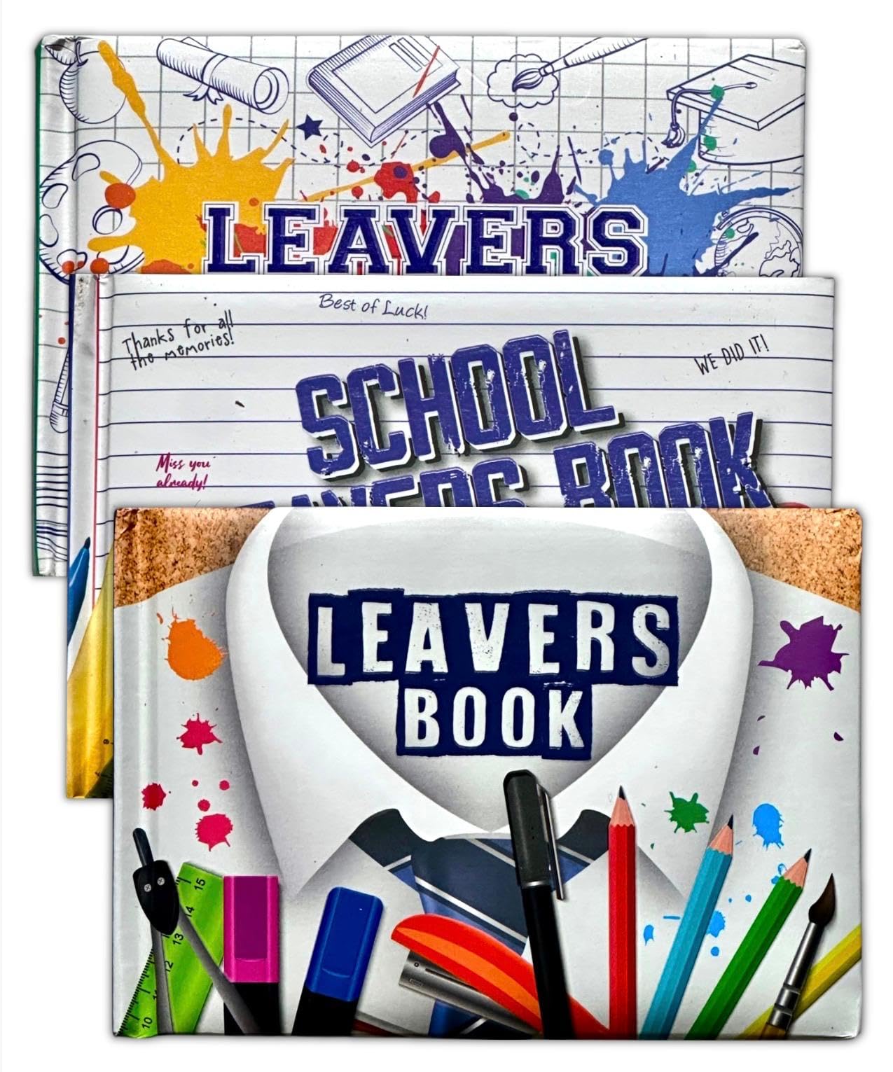 PSO PaulStore Leavers Book School College Autograph Book Hard Backed Padded Cover Bulk Pack of 24 (12 Multi 12 White)