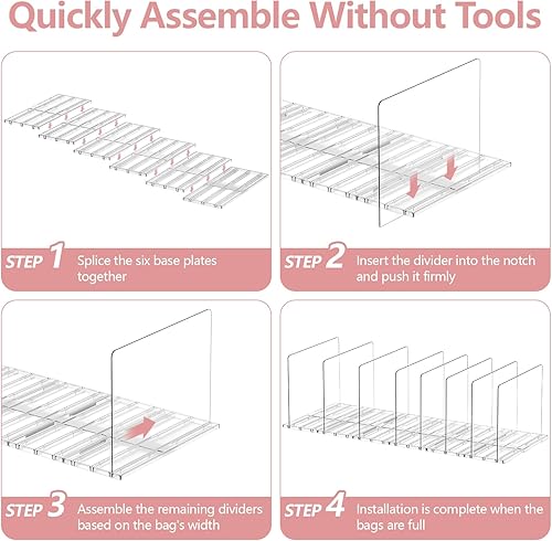 Miniatura 7 de Yecaye Organizador de bolso para armario, organizador ajustable de bolsa de armario, organizador de almacenamiento de bolsas de plástico