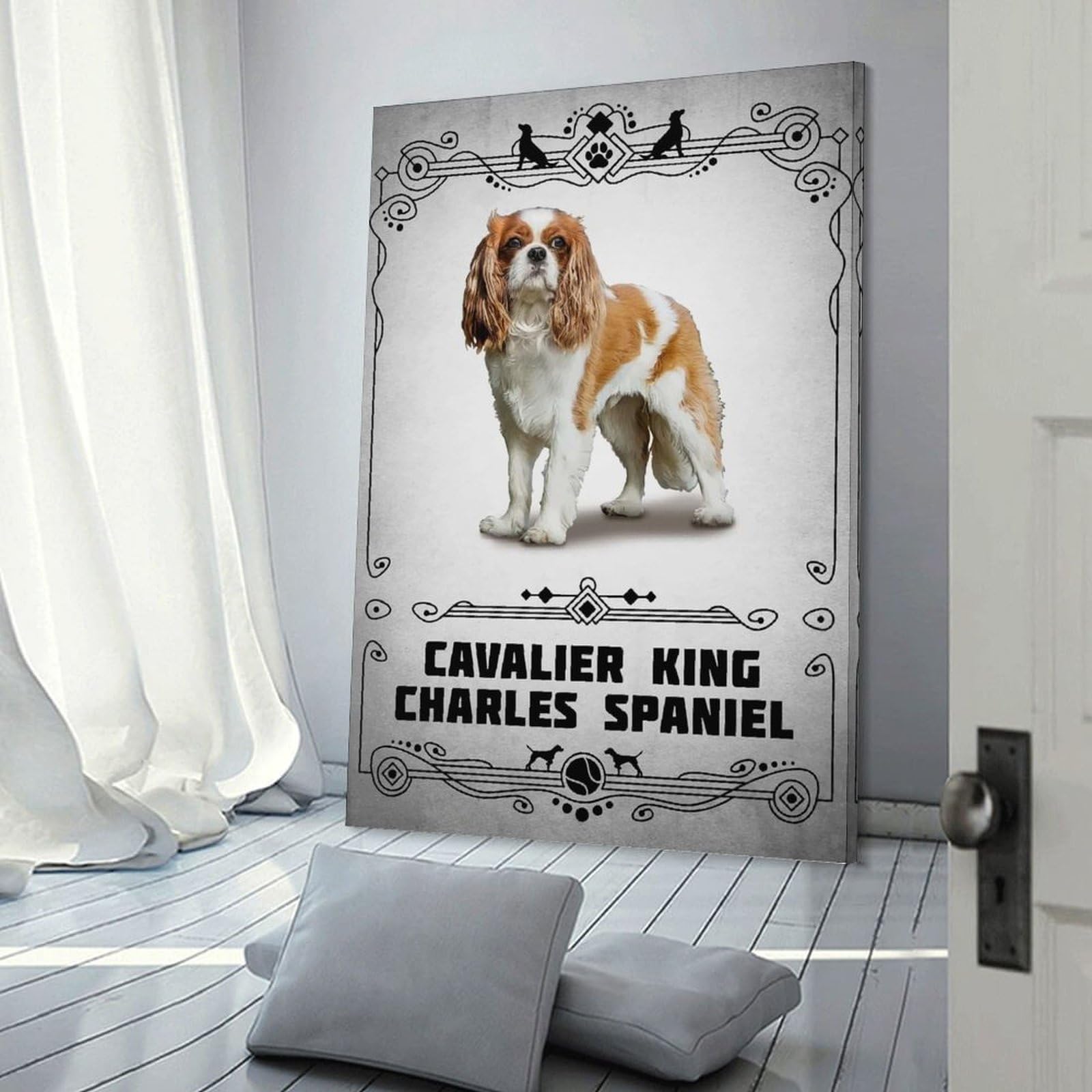 Junmoney Cavalier King Charles Span Canvas Wall Decor 16x24inch(40x60cm), for Home Lounge, Bedroom Or Reading Nook, A Home Accent with Warm Character