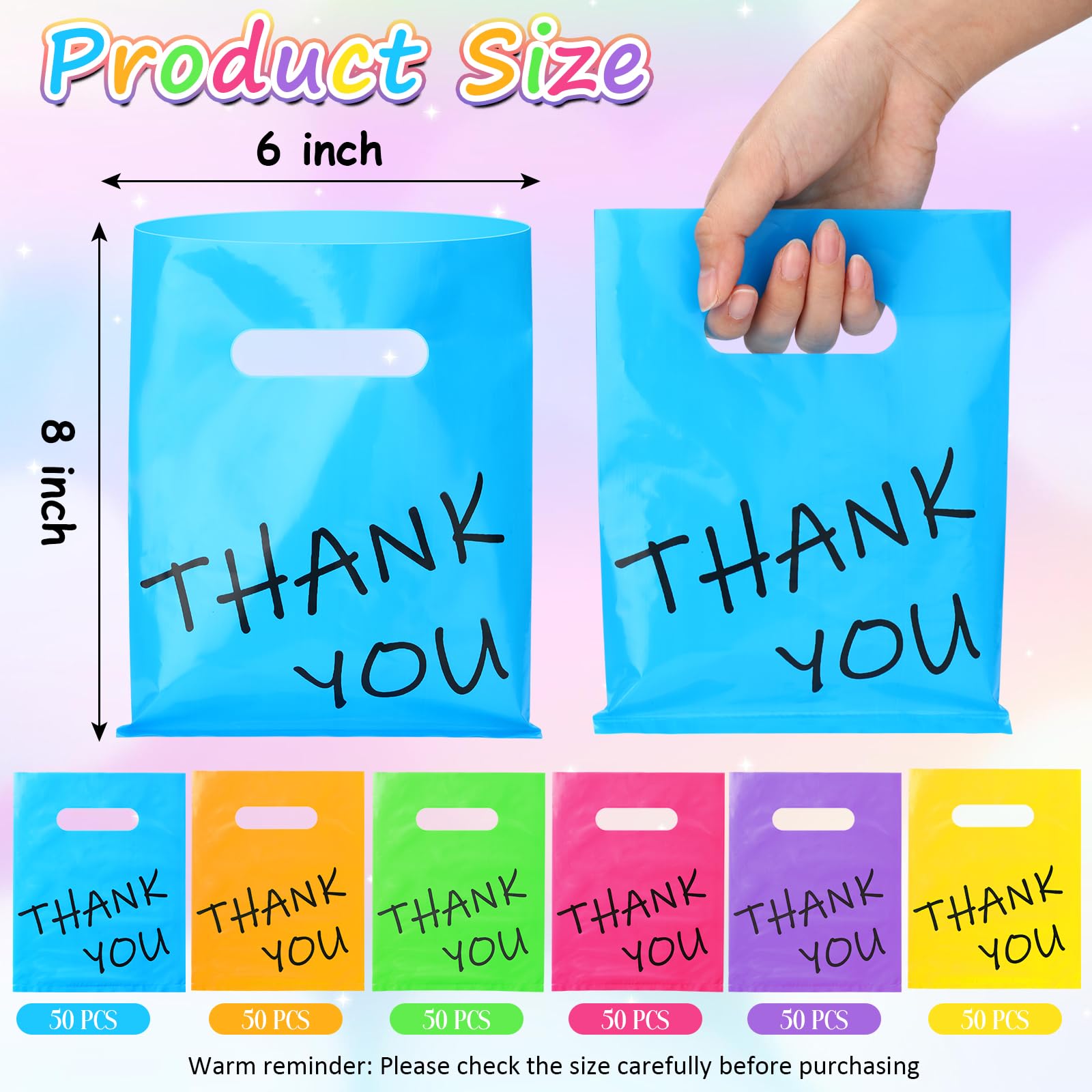 COLOFALLA 100pcs Thank You Bags Mini Cellophane Bags Small Business Multipack Thank You Party Bags Self Sealing Plastic Bags For Cookie Sweet, Transparent