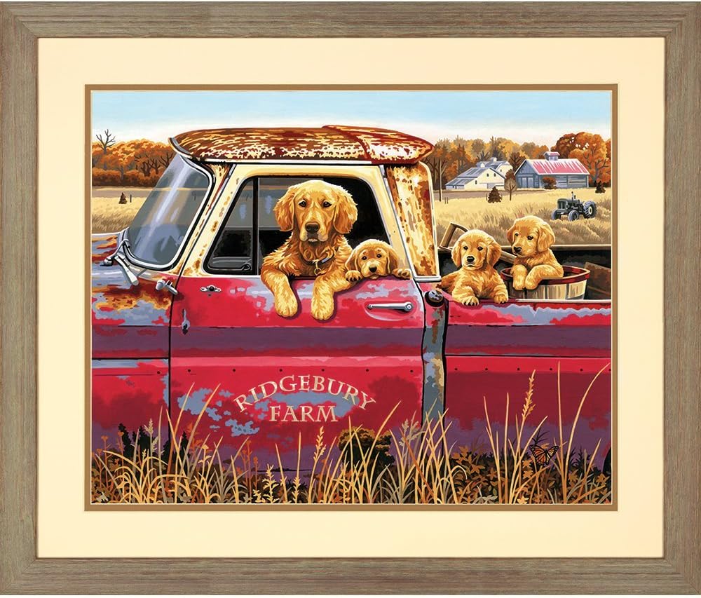 Dimensions Golden Retriever Truck Ride Paint by Numbers for Adults, 20'' W x 16'' L