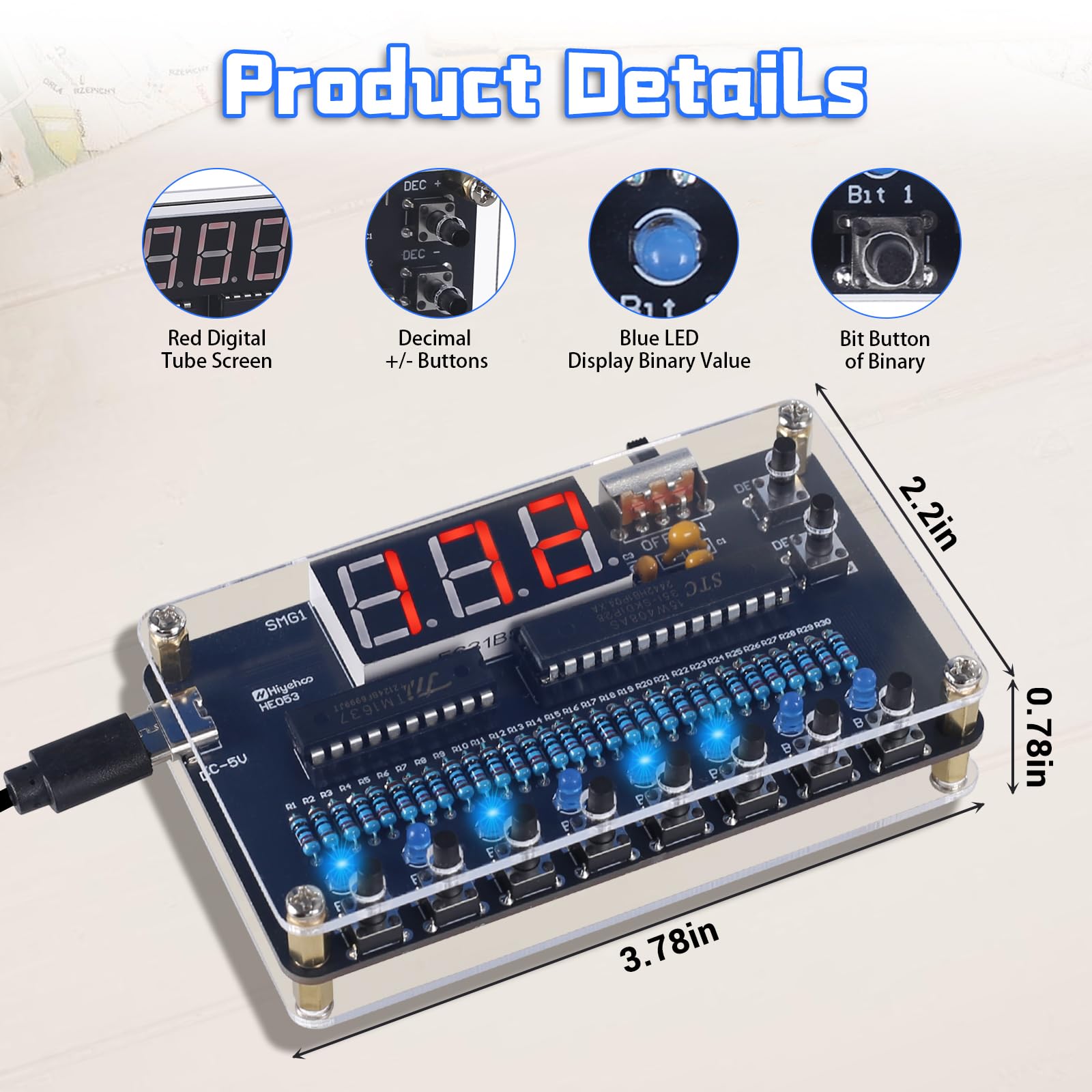 Snapklik.com : DIY Soldering Project Kit, Binary To Decimal Conversion ...