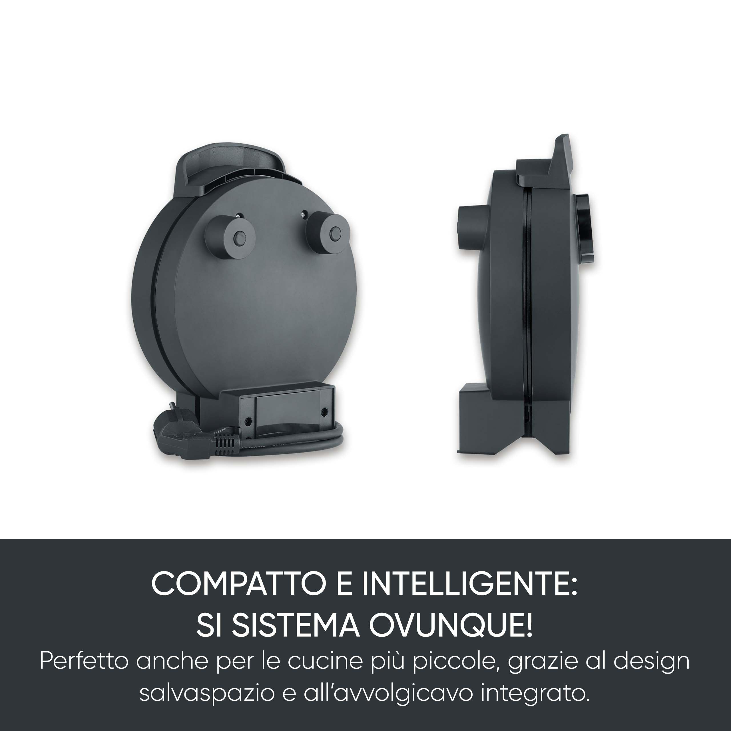 SEVERIN WA 2117 - Piastra per waffle Black Line, a forma di cuore, con spia di controllo, pratico avvolgicavo, 1000 Watt, nero/acciaio inossidabile, WA 2117