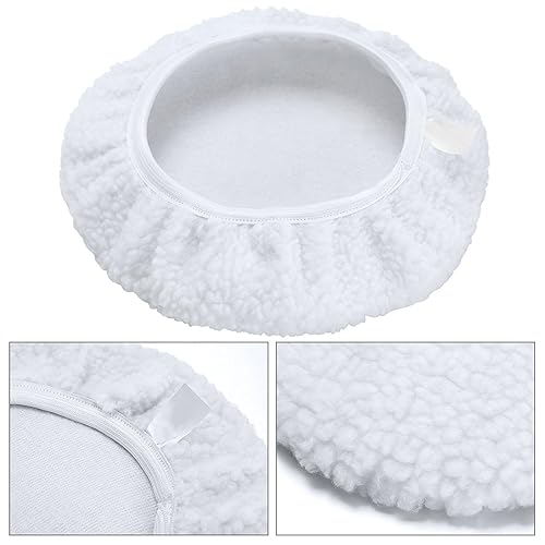 Miniatura 3 de Almohadilla pulidora de automóvil, almohadilla de pulido de lana, almohadillas de cera para pulir capó de automóvil, 5 piezas (9-10 pulgadas)