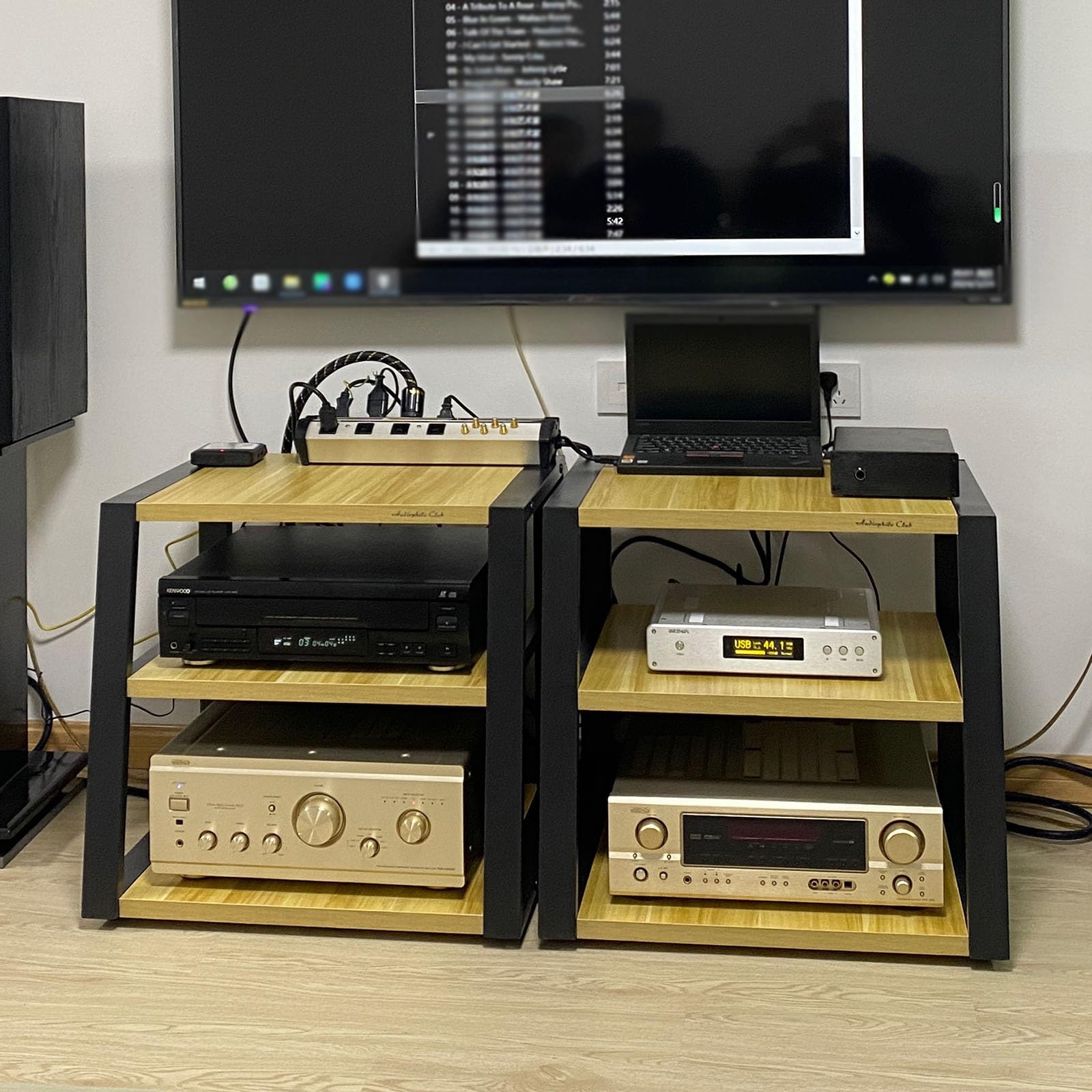 Stojak HiFi Szafki Hi-Fi Stojaki i stojaki Hi-Fi 60 cm Wysoki stojak na media AV Home Commercial Audio & Video Uchwyt na sprzęt audio i wideo Stojak na media Audio z nóżkami 3-poziomowy stojak na