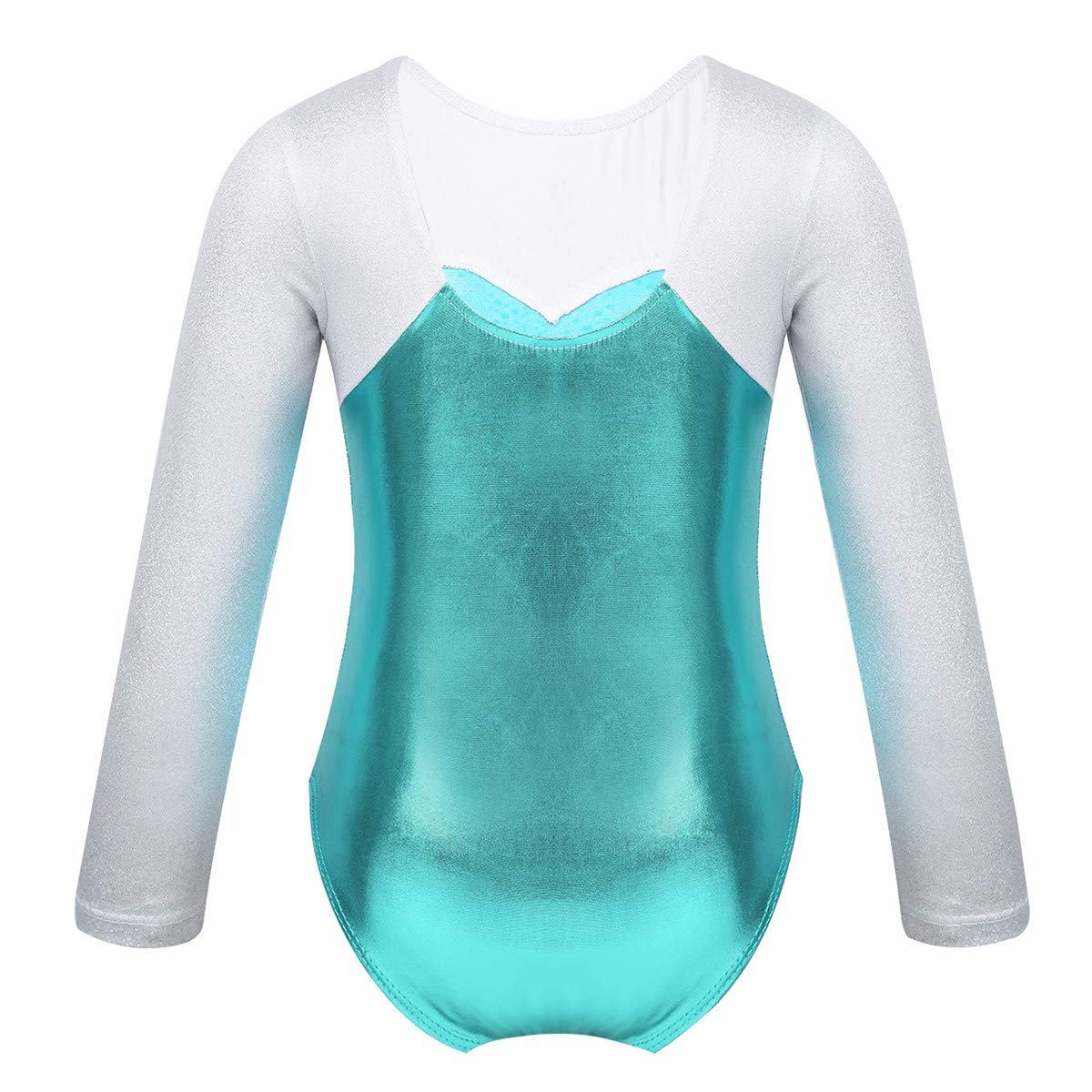 inlzdz Little Girls Long Sleeves Sparkle Gymnastic Athletic Leotard