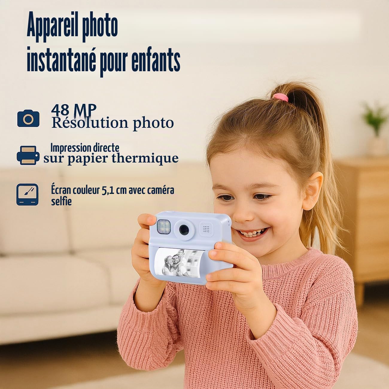 Appareil photo instantané pour enfant DV-50.kids - coloris bleu [Playtastic]