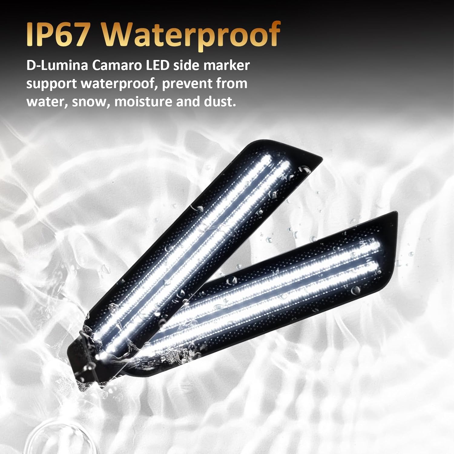 D-Lumina LED Rear Side Marker Lights Smoked Lens for Chevy Camaro 2010 2011 2012 2013 2014 2015, 5th Gen Camaro Front Bumper LED Sidemarker White, Pack of 2