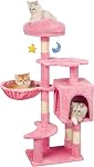 Meecal 43-Inch Arbre chat, Arbre chat Nuage mignon pour chatons & Petits chats sous 6 Mois 9lbs, Tour de chat avec poste de scratching, double condos, en peluche Hammock & Jouets à danser, Beige