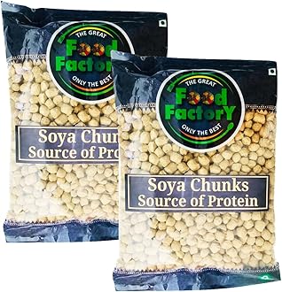 Food Factory Soya Chunks - 400g, Source of Protein, Rich in Fibre, Ideal for Vegetarian and Vegan Recipes, Product from India Multiple Pack (Pack of 2)