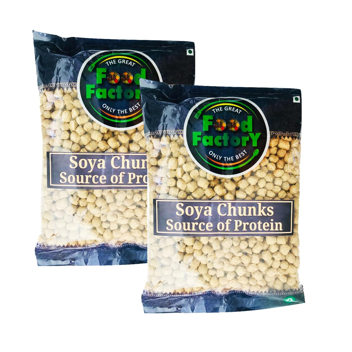 Food Factory Soya Chunks - 400g, Source of Protein, Rich in Fibre, Ideal for Vegetarian and Vegan Recipes, Product from India Multiple Pack (Pack of 2)