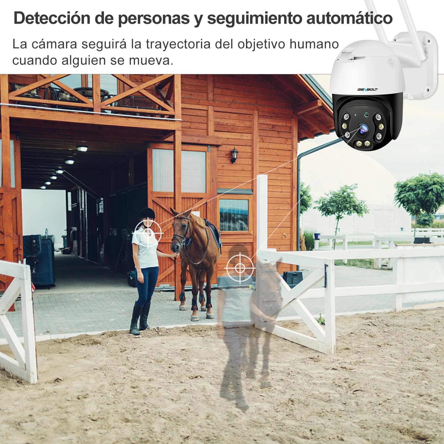 GENBOLT 2K 3G/4G LTE Cámara de Seguridad Exterior sin WiFi CCTV con Sim | Grabación 24/7, PoE con cable, Videovigilancia Celular, Detección Humana Nocturna Color，25 FPS