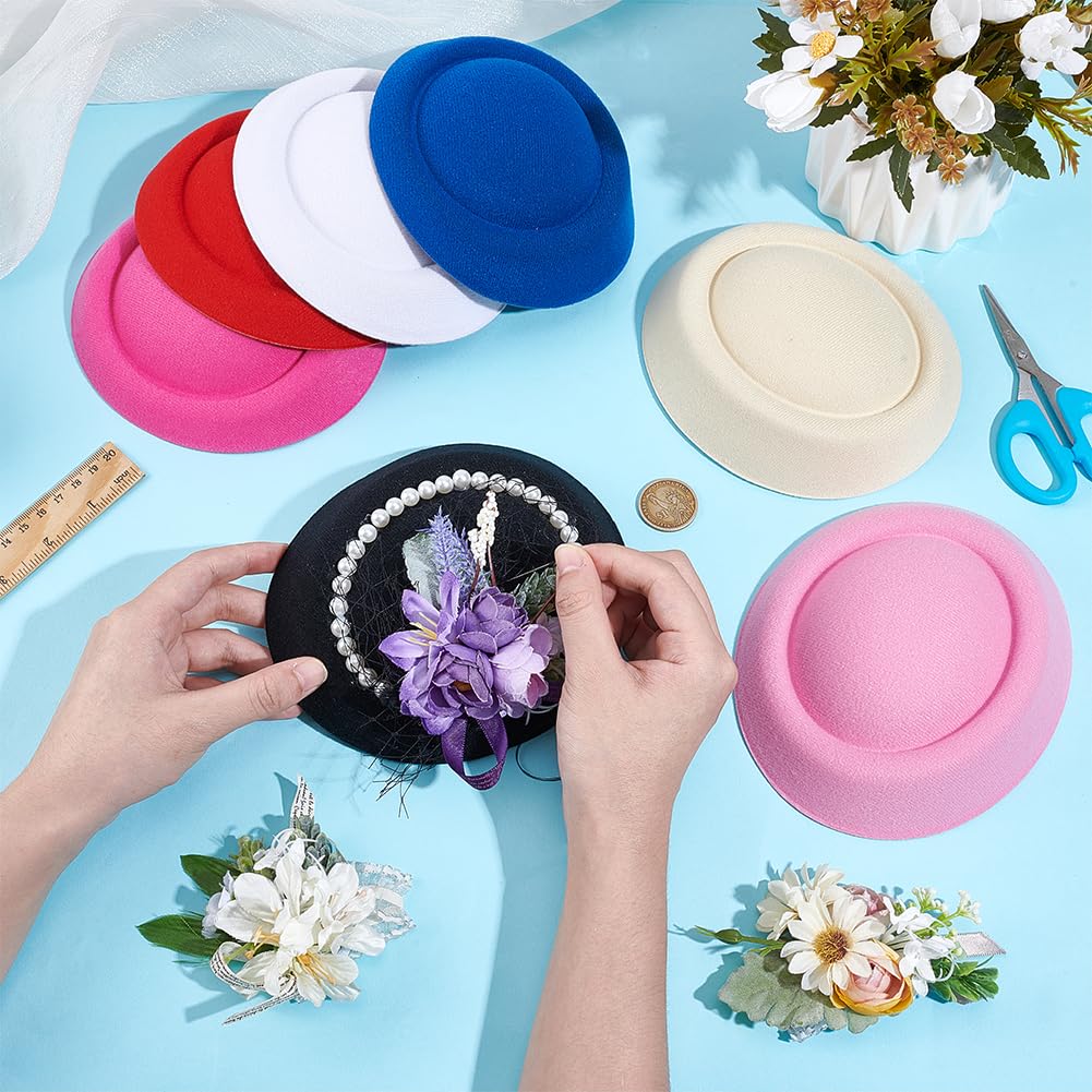 BENECREAT Lot De 6 Bases De Chapeau Fascinateur 11cm - 6 Couleurs Pour Créations Chapellerie Et Accessoires Cheveux