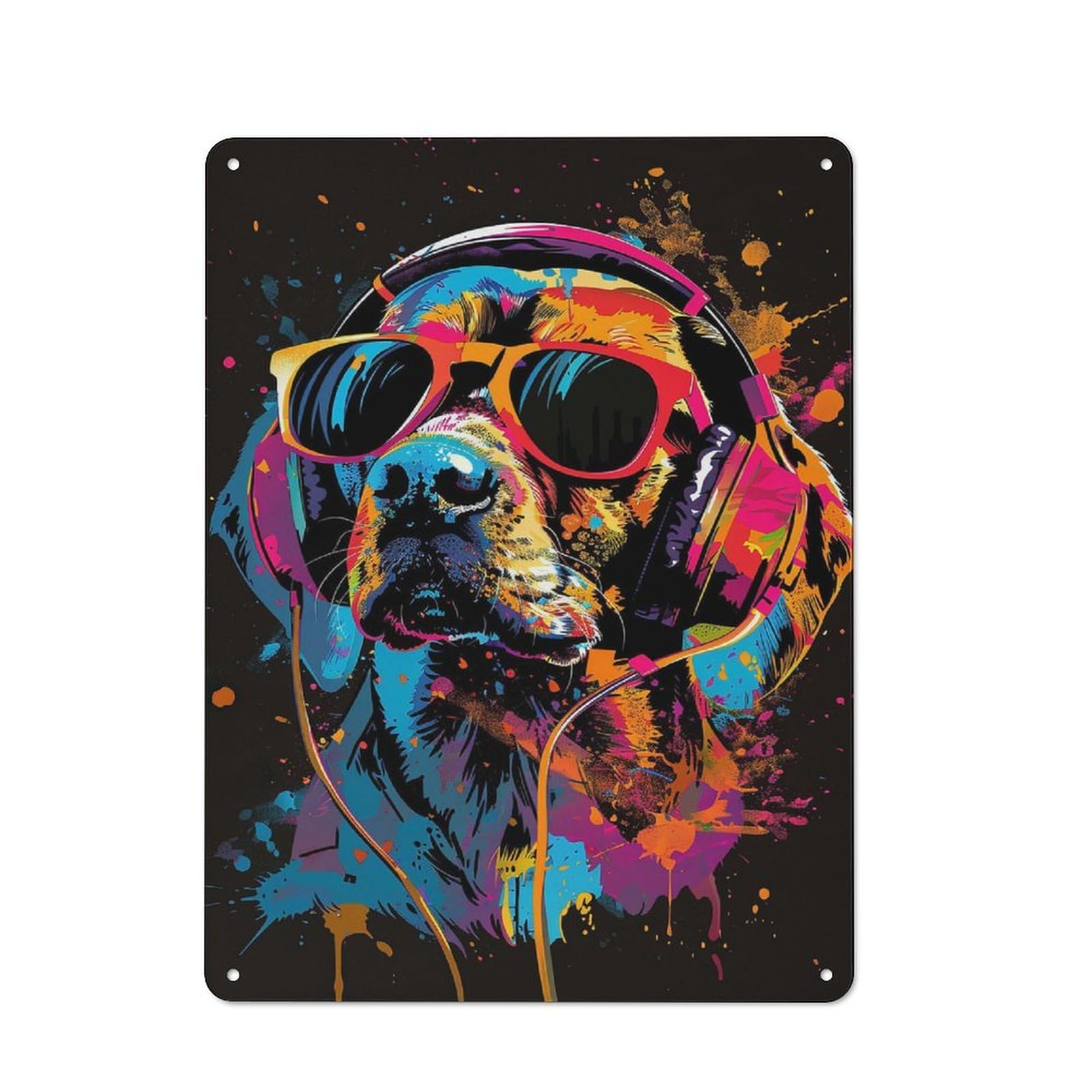 Beagle Colorful Decorative Metal Plaque 40x30cm, Loft Style Urban Room Decor for Flat, Bar, Studio Or Gallery Wall