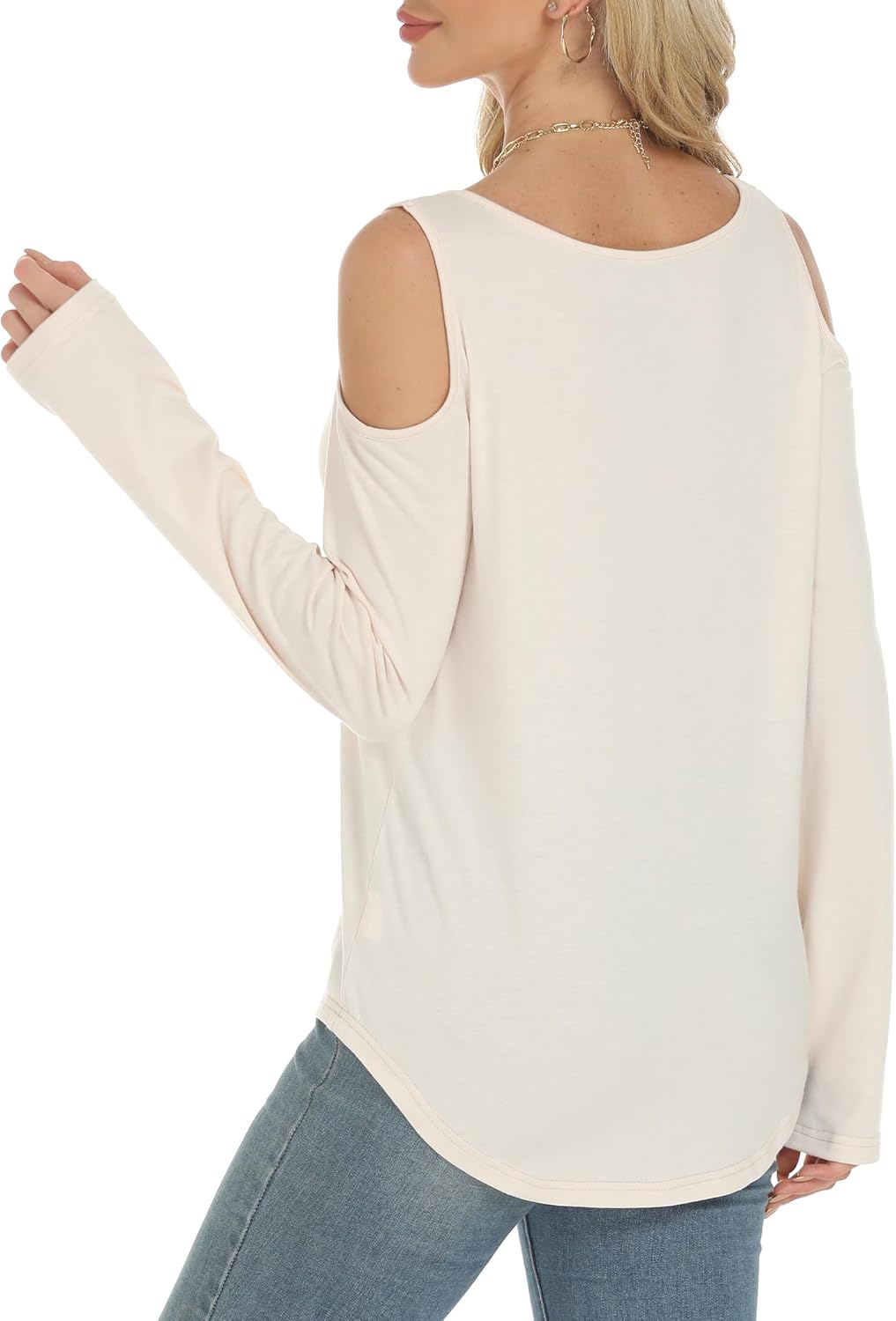 Buauty Womens V Neck Cold Shoulder Tops Long Sleeve T Shirts Loose Basic Tops Sexy Casual Blouses 2026 Trendy Tshirt - Image 2
