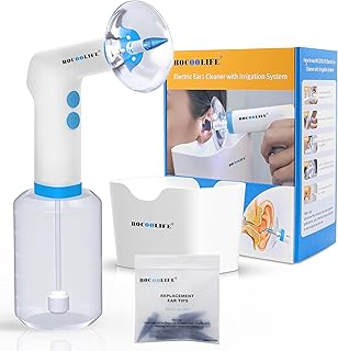BOCOOLIFE Electric Ear Wax Removal Kit – Water Flushing Irrigation System Ears Flush Cleaner Powered Cleaning 4 Pressure Settings, Safe & Effective Ear Cleaning for Adults, Includes 5 Tips
