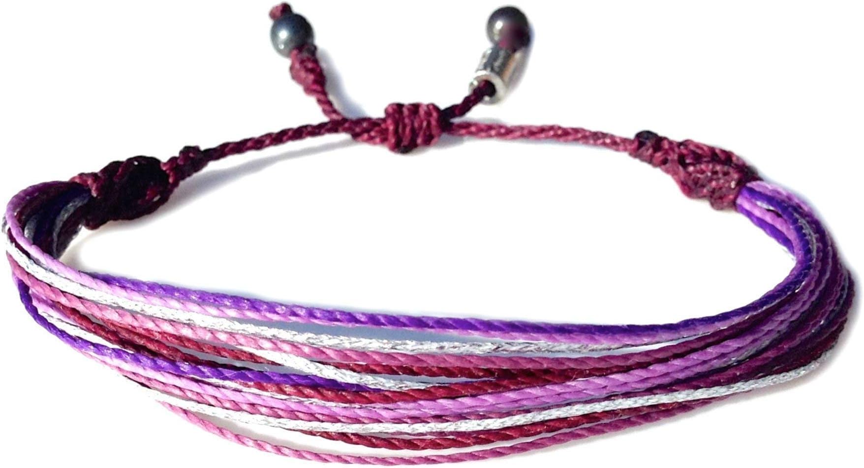 Rumi Sumaq Surfer String Bracelets for Men, Women & Kids — Adjustable Pull-Tie Waxed Cord, Coastal & Beach Colors, Custom Size and Color Options