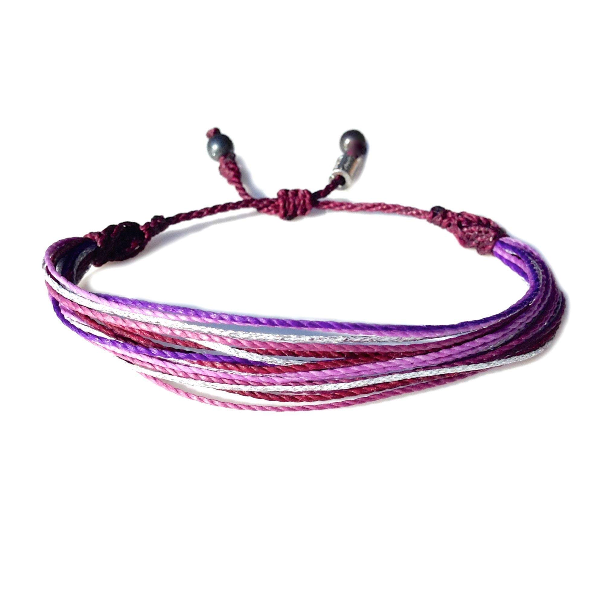 Rumi Sumaq Surfer String Bracelets for Men, Women & Kids — Adjustable Pull-Tie Waxed Cord, Coastal & Beach Colors, Custom Size and Color Options