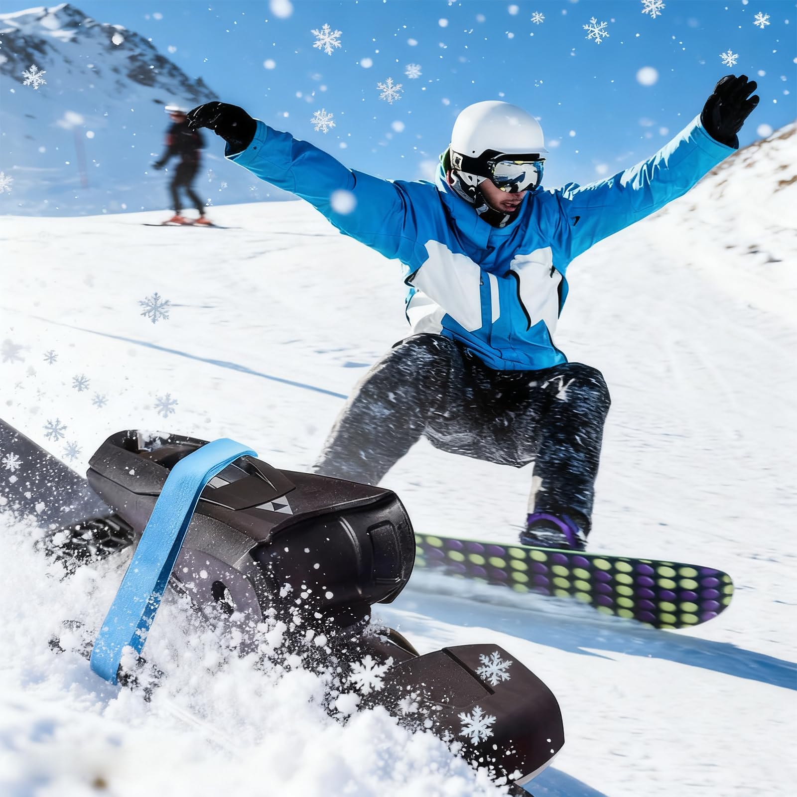30 Piezas De Goma para Fijaciones De Esquí, Bandas Elásticas De Freno De Esquí, Correa De Fijación De Goma Elástica, Azul Tiras De Freno para Snowboard, para Snowboard Aire Libre,Accesorios Deportes