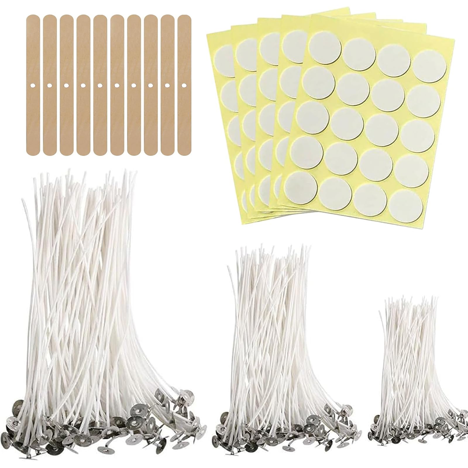 150 Pcs Candle Wicks for Making Candles, with 10 Wooden Sticks and 100 Pcs Stickers, Candle Wick Candle Making Supplies Wax for Candles Making Set for Candle Making Kits for Adults and DIY Project