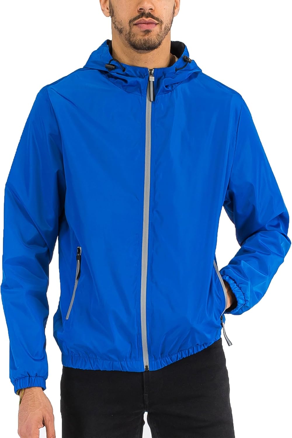 Men's Full Zip Hooded Lightweight Windbreaker Anorak Jacket