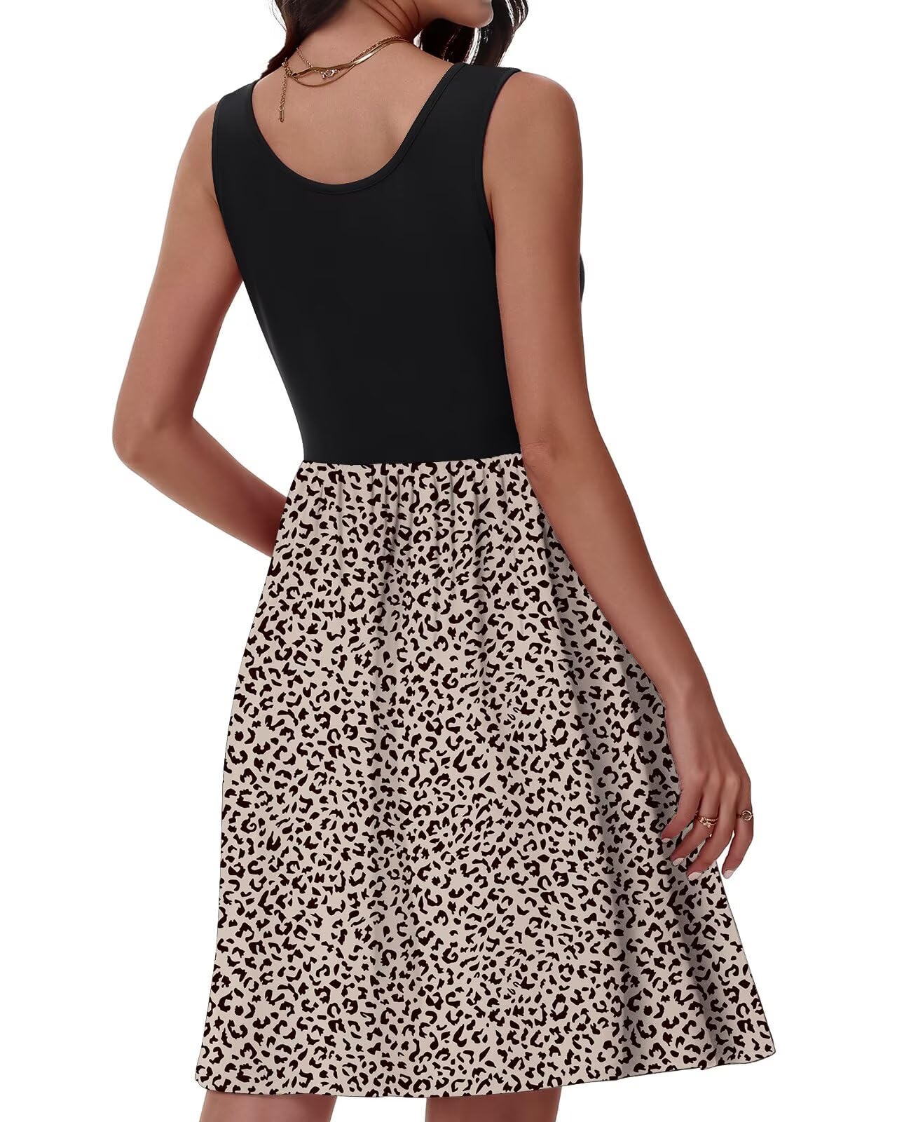 Tanmolo Kleid Damen Sommer Knielang Freizeitkleider Knopf Tank Kleid Mit Taschen Elastic Dress