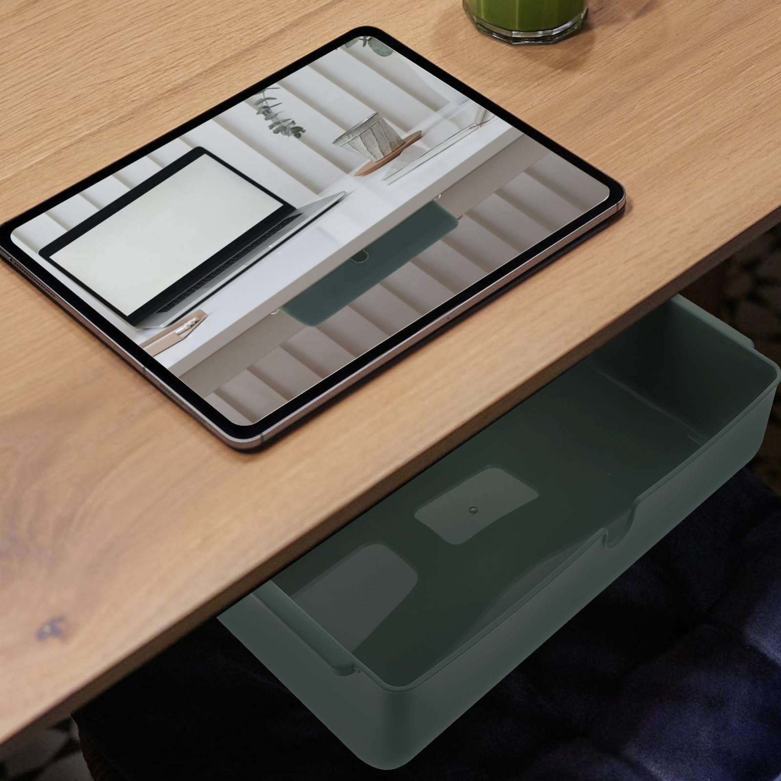 Homoyoyo 1pieza Caja De Almacenamiento Adhesiva Bajo Escritorio Organizador De Cajón Oculto para Oficina y Hogar para Papelería y Accesorios