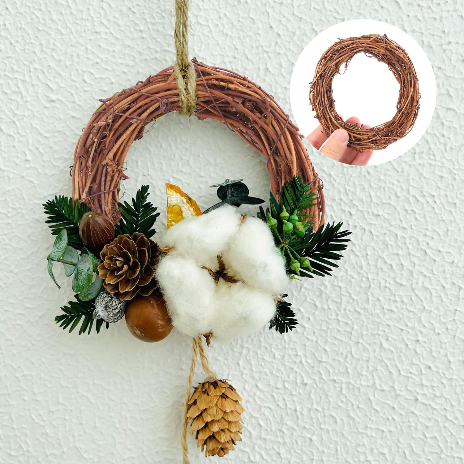 40 Pieces 4 Inch Natural Grapevine Wreath, Small Grapevine Wreaths, Vine Branch Wreath, for Christmas, Weddings, DIY Crafts, Parties and Festive Holiday Ornaments