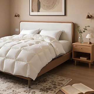 Extra Fluffy White Goose Feather Down Fiber Comforter King 106”x90”, Luxury Cozy Hotel Quilted Duvet Insert King, Ideal for Couples & Families Who Share Their Bed with Pets Or Young Children - Amazon product rated Grade A