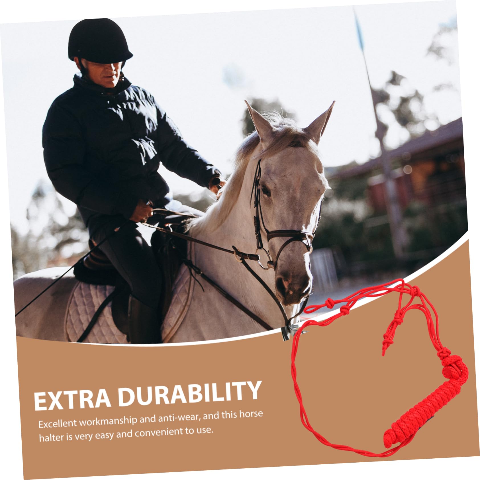 Cabestro para Caballos Rojo de Poliéster, Portátil y Fácil de Guardar | Equipo de Entrenamiento Ecuestre, Cabezada Trenzada de Uso Práctico, Suministro para Montar