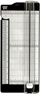 Paperfuel Cutter and Scoring Board-12" x 6"-with Extendable Ruler-Paper Trimmer for Card Making, Envelopes, Crafting and Scrapbooking, Black/White, 6"