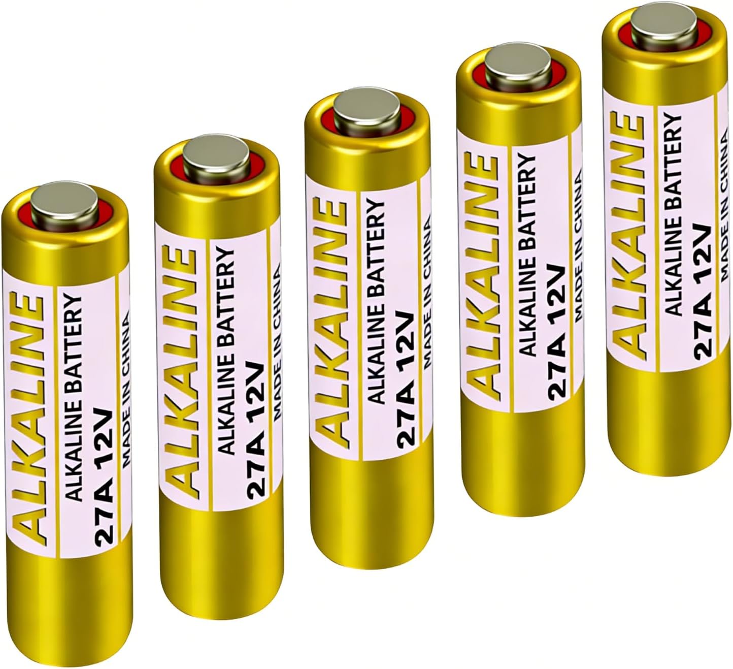 5 Pack 27A 12V Battery Alkaline, A27 12V Battery for Remote Controls, Long Lasting Power 12 Volt A27 Batteries