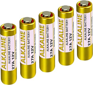 5 Pack 27A 12V Battery Alkaline, A27 12V Battery for Remote Controls, Long Lasting Power 12 Volt A27 Batteries