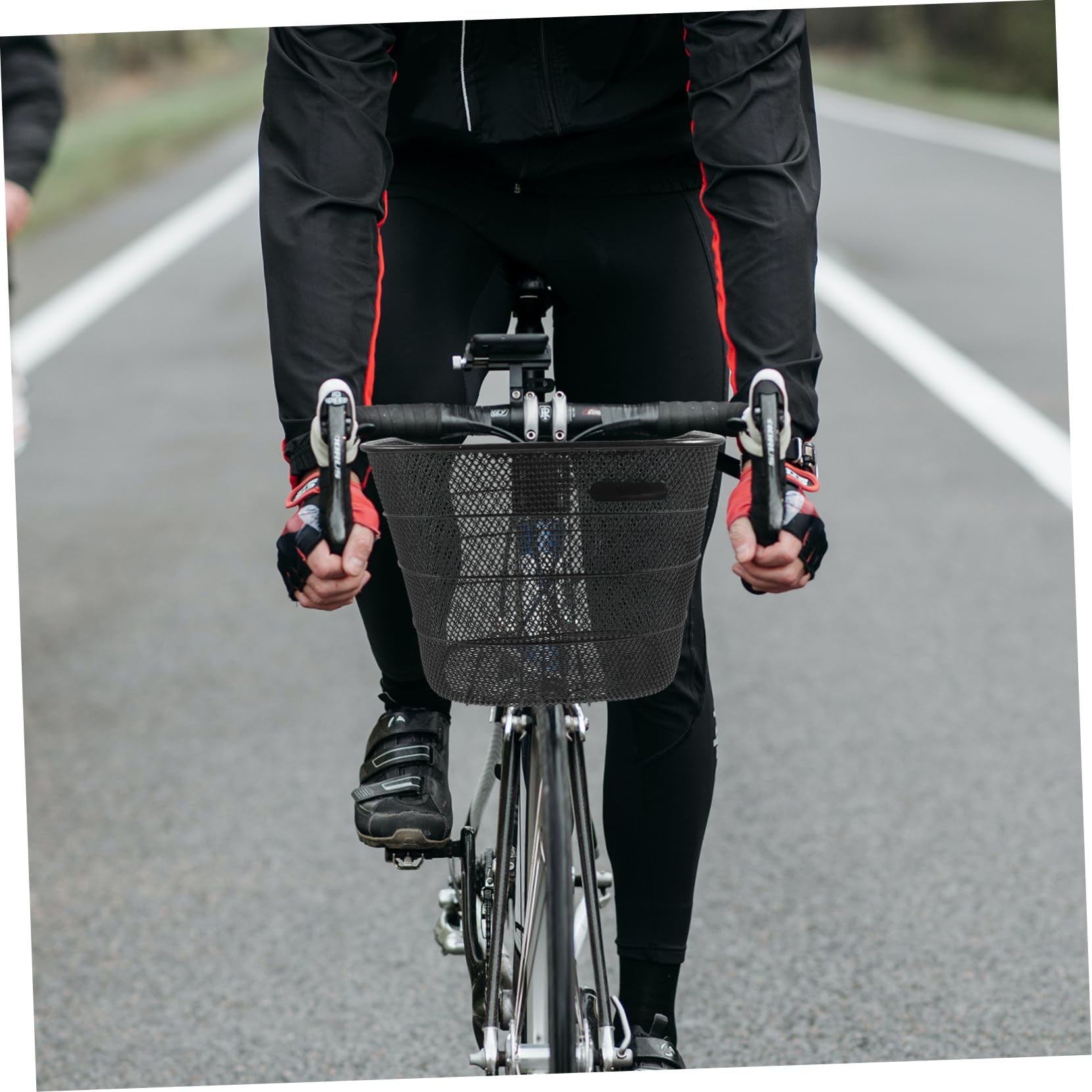 Multifunktionaler Fahrradkorb aus Metall für Lenker, Groß, Schwarz