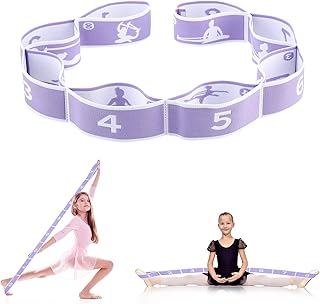 Abeillo Sangle d'étirement élastique multi-boucles pour yoga - Bande de résistance flexible - Équipement d'étirement pour physiothérapie, pilates, yoga, danse, gymnastique - Violet