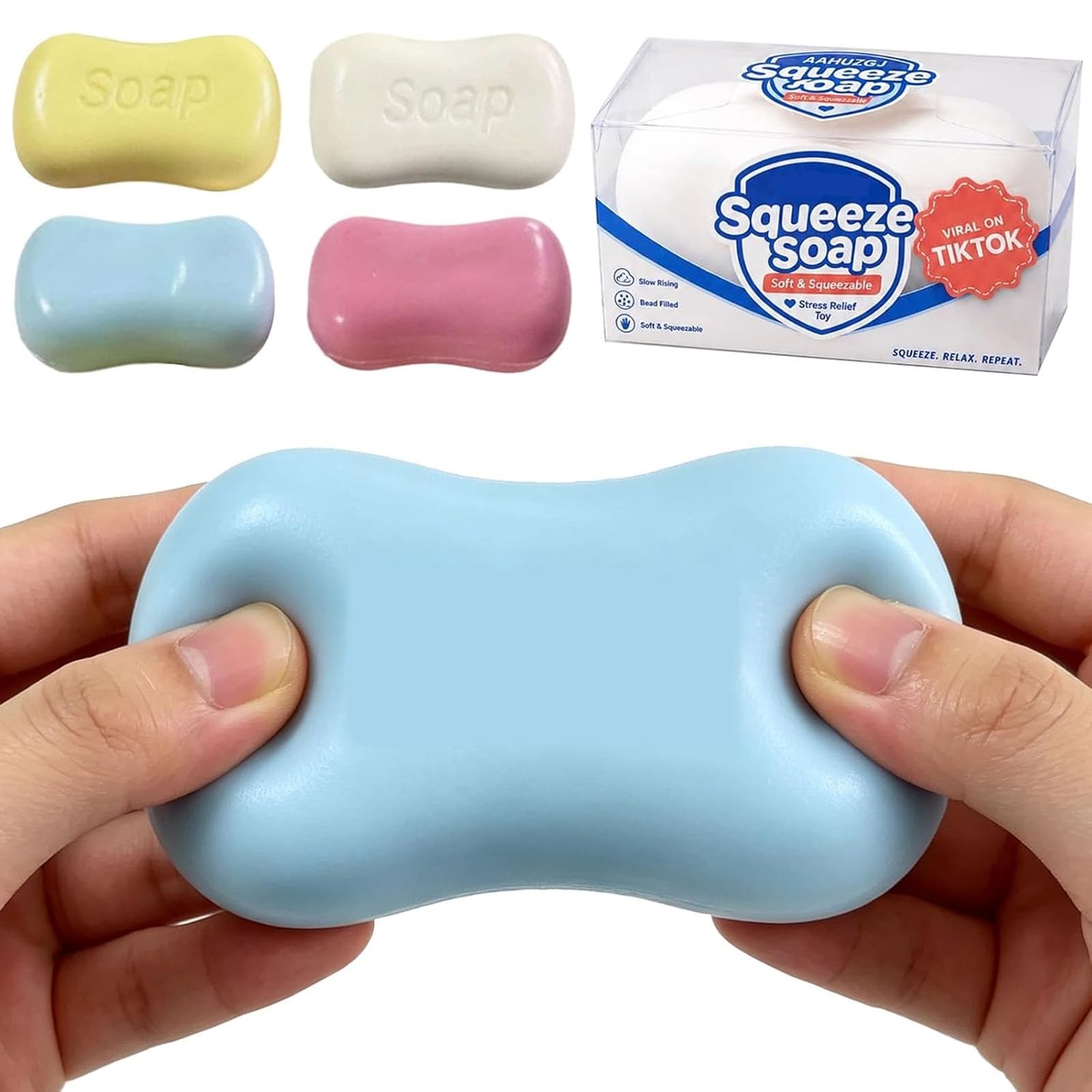 Crunchy Soap Squishy Asmr Stress Ball, Realistic Bar Soap Shape Bead-Filled Crunchy Squishy,Soaps Squeezer Stress Relief Toy,Fidget Toy for Office Desk Anxiety Relief (06#, one-size)