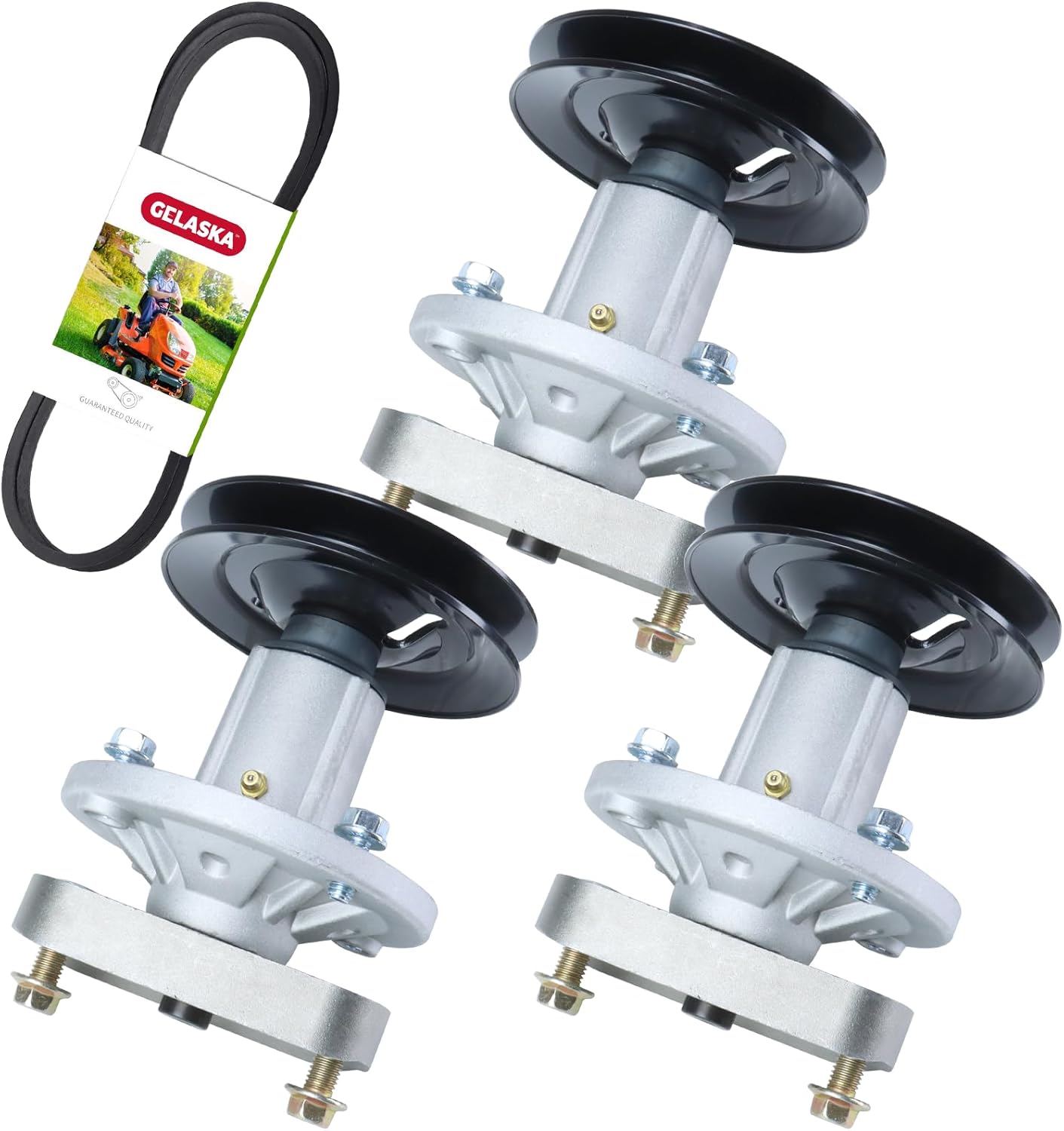 GELASKA 3 Pack GY20785 Spindle Assembly with M155979 Spindle Pulley Replaces John Deere GY20785 Spindle GY20050, GX20335 for John Deere L120 L130 L2048 L2548 Scotts 48 inch Deck Mowers