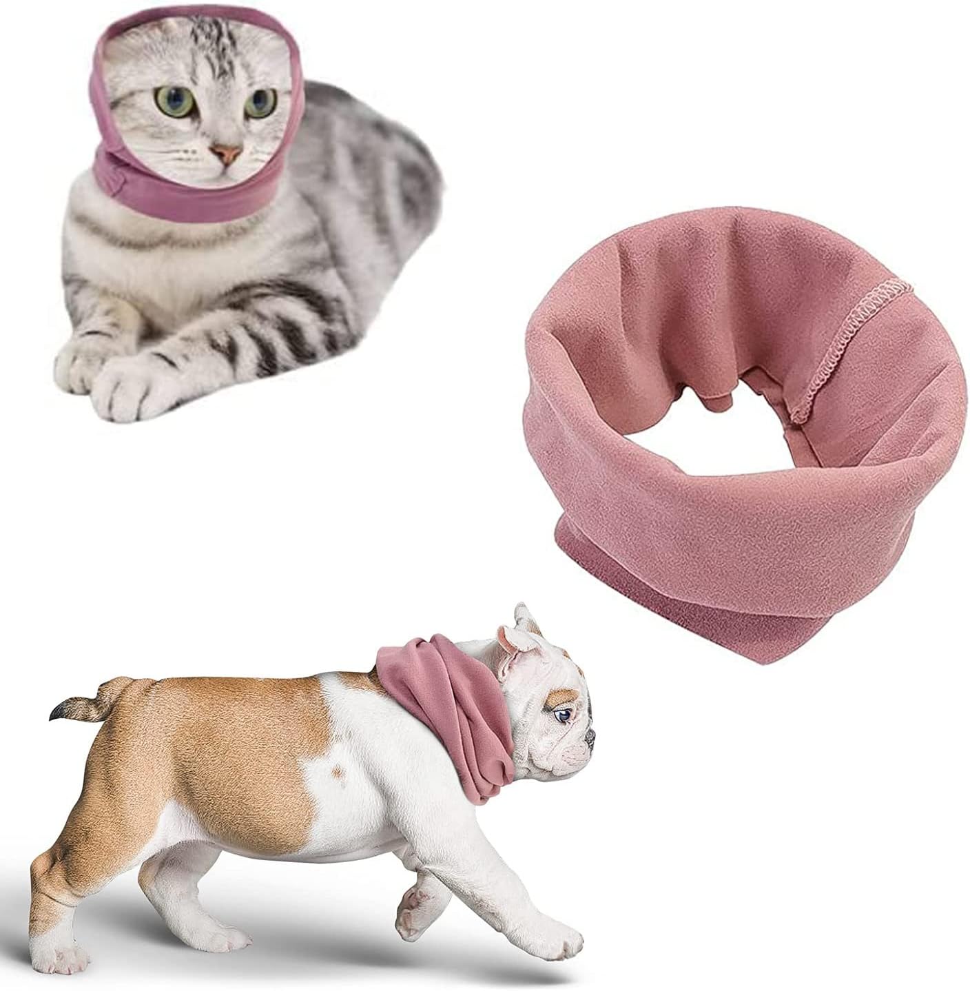 Dog Snood Dog Neck and Ears Warmer, Dog Ear Muffs Noise Protection, No Flap Ear Wraps Warm Winter Pet Knit Snood Headwear Ear Protectors for Dogs Cats Pets at Noise Place (Small, Pink)