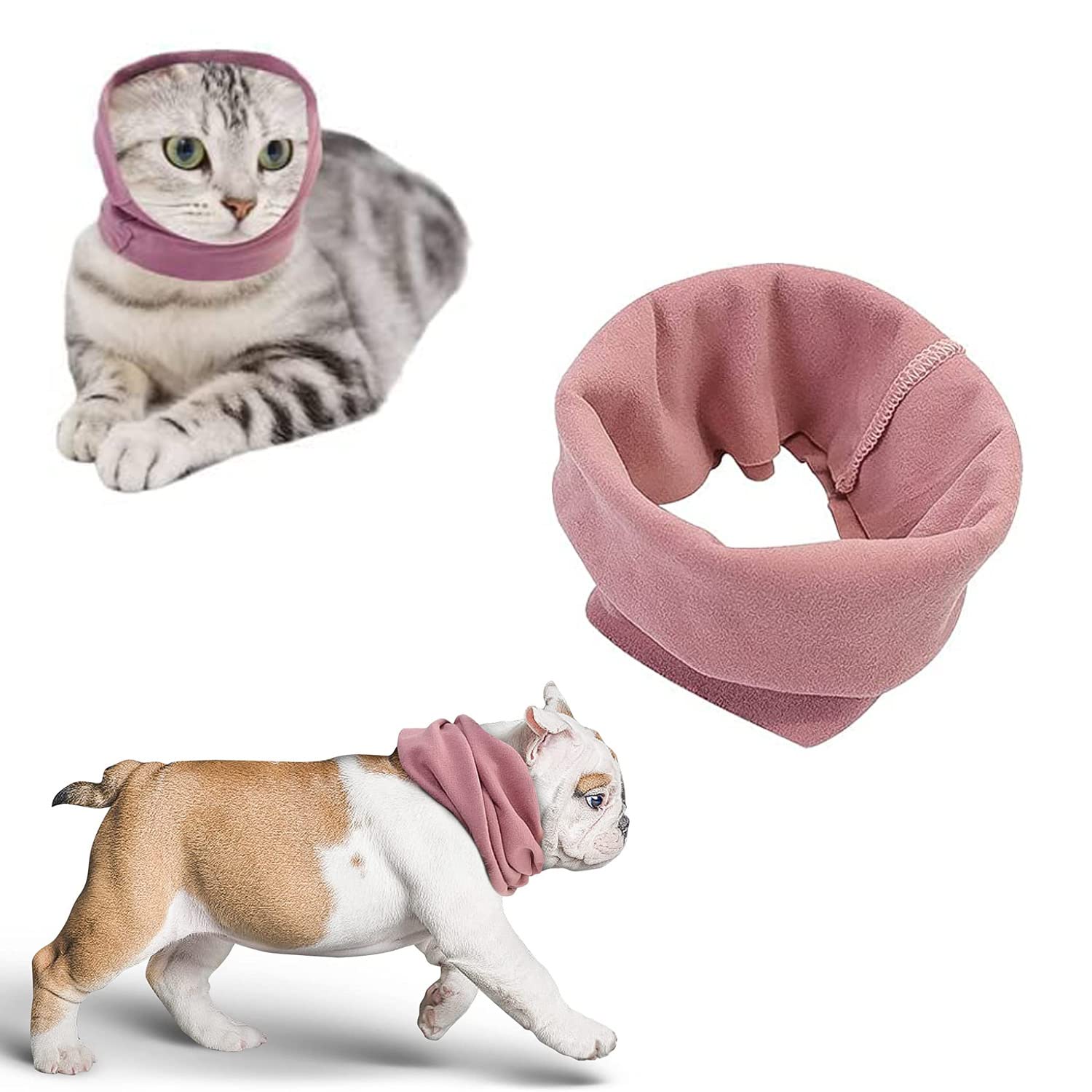 Dog Snood Dog Neck and Ears Warmer, Dog Ear Muffs Noise Protection, No Flap Ear Wraps Warm Winter Pet Knit Snood Headwear Ear Protectors for Dogs Cats Pets at Noise Place (Small, Pink)