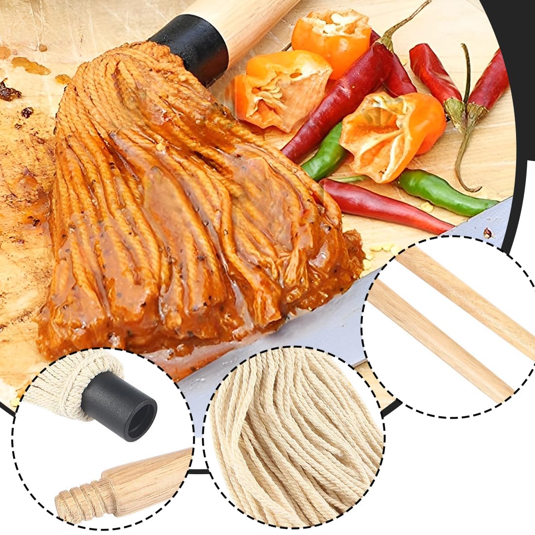 EIHI Pennello Cucina, Barbecue Accessori, Pennelli per Cucina, Pennelli per Barbecue Spazzole per Barbecue Mocio Professionale per Barbecue in Legno, per Salse, Marinate, Barbecue